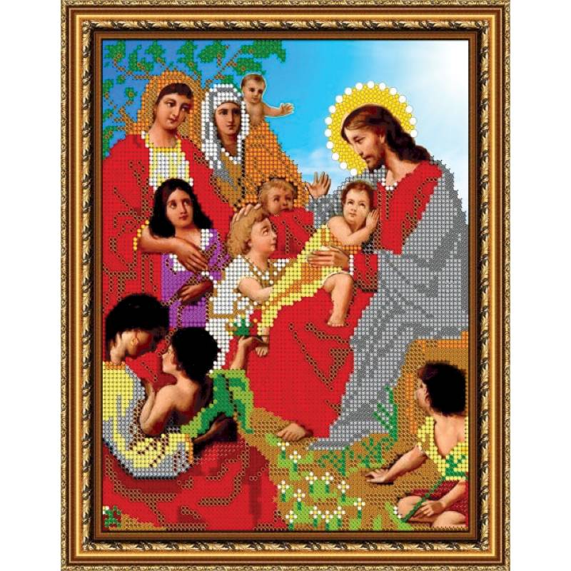 Набор для вышивания бисером 8437 «Беседа Иисуса с детьми» бисер Чехия 19x24 см