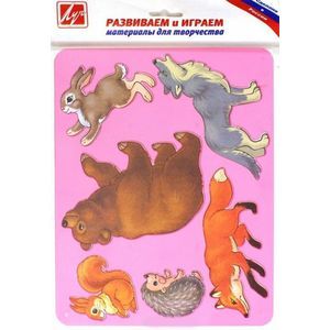 Луч Трафарет прорезной Лесные звери цвет розовый