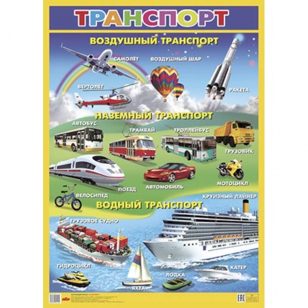 Развитие общих способностей, книга Плакат. Транспорт, - ОБУЧАЮЩИЕ КАРТОЧКИ И ПЛАКАТЫ купить по скидке