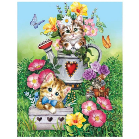 Вышивка лентами 'Котята', 35 x 45 см