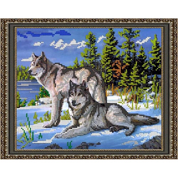«Светлица» набор для вышивания бисером №161 «Волки» бисер Чехия 24x19 см
