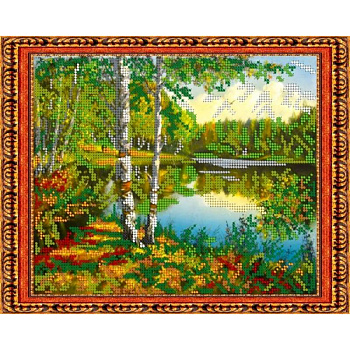 Набор для вышивания бисером №188 «Речка в лесу» бисер Чехия 24x19 см
