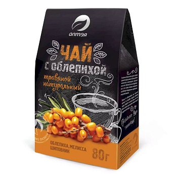 Чай травяной С облепихой, 80г (облепиха, мелисса, шиповник)
