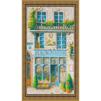 Рисунок на канве для вышивания крестом КР-47 «Цветочный магазин» 34,6x17,7 см.