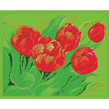 'Тюльпаны' 24x30см набор для вышивания чешским бисером 'Вышивочка' ВЛ-140П
