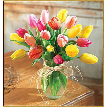 Алмазная мозаика «Букет тюльпанов», 35 x 35 см, 34 цвета