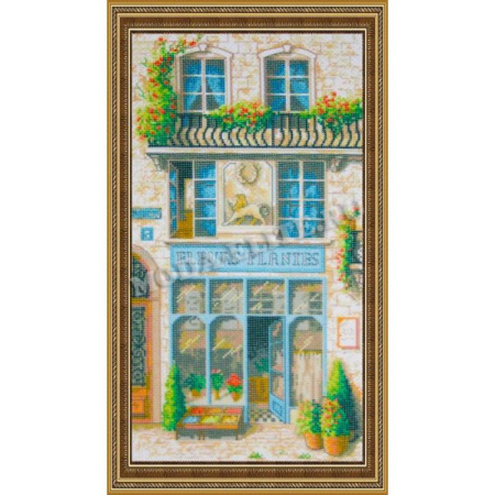 Рисунок на канве для вышивания крестом КР-47 «Цветочный магазин» 34,6x17,7 см.