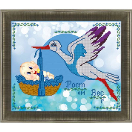 Набор для вышивания бисером 'Метрика для мальчика  ' 24х30см №386